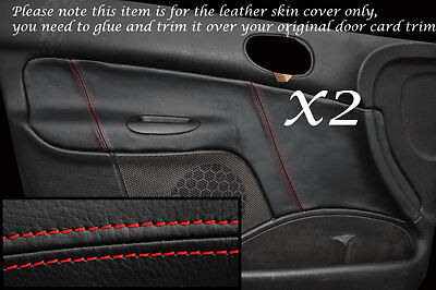 RED STITCH FITS PEUGEOT 206 98-10 2X FRONT DOOR CARD LEATHER COVERS 5 DOOR MODEL