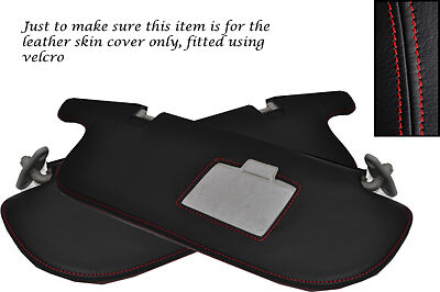 RED STITCH FITS MITSUBISHI L200 WARRIOR K74 98-06 2X SUN VISORS LEATHER COVERS