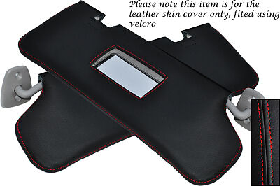 RED STITCH FITS FORD FIESTA MK4 MK5 95-01 2X SUN VISORS LEATHER COVERS ONLY