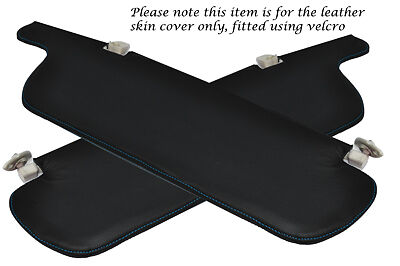 BLUE STITCH FITS VW T25 BUS VAN VANAGON WESTFALIA 2X SUN VISORS LEATHER COVERS