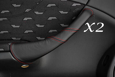 RED STITCH FITS MERCEDES C CLASS W203 COUPE 01-07 2X DOOR HANDLE LEATHER COVERS