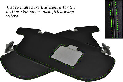 GREEN STITCH FITS MITSUBISHI L200 WARRIOR K74 98-06 2X SUN VISORS LEATHER COVERS