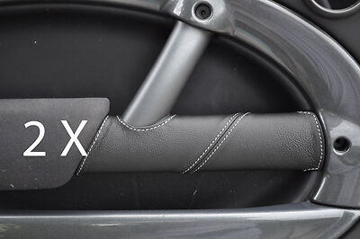 white stitch FITS  BMW MIN ONE COOPER S 2004-2006 2X LEATHER DOOR TRIM COVERS