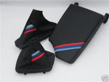 FITS BMW E36 ARMREST COVER & GAITERS SET REAL LEATHER TRI STRIPES NEW CUSTOM NEW