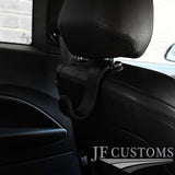 BLACK ITALIAN LEATHER PLASTIC CAR SEAT HEADREST HOOK HANGER FITS AUDI Q5 08-16