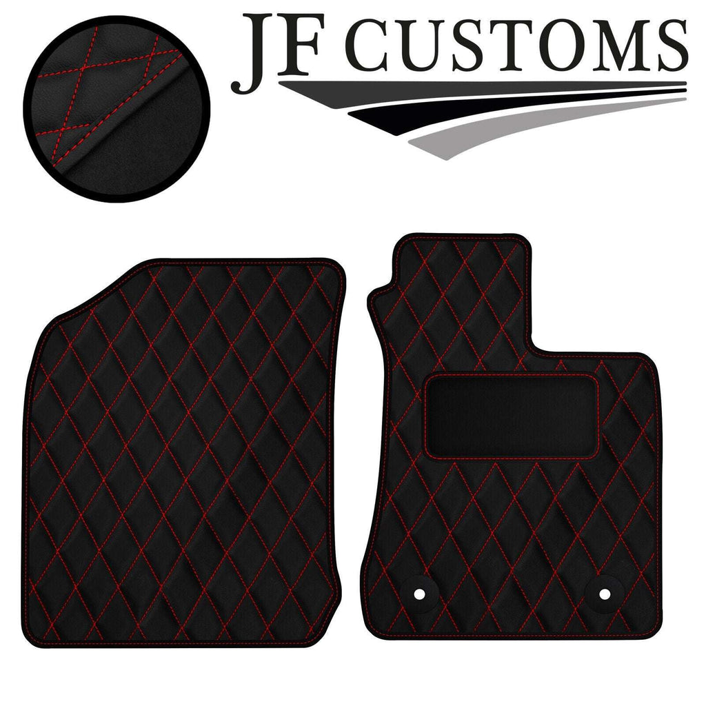 RED DIAMOND STITCH VINYL 2X TAILORED FLOOR CARPET FOR TOYOTA HILUX 11-17 JF1