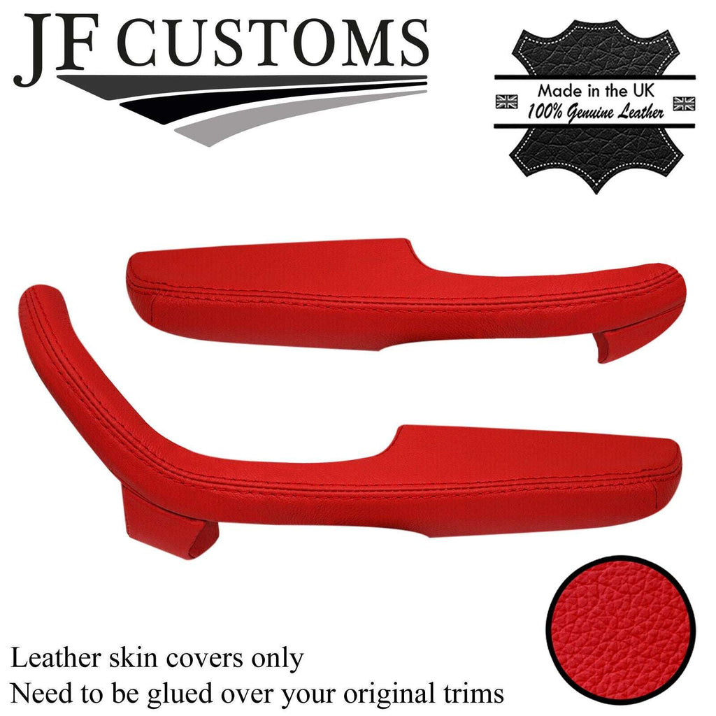 RED LEATHER 2X DOOR HANDLE ARMREST COVER FOR BMW 2002 E10 TI TII TURBO