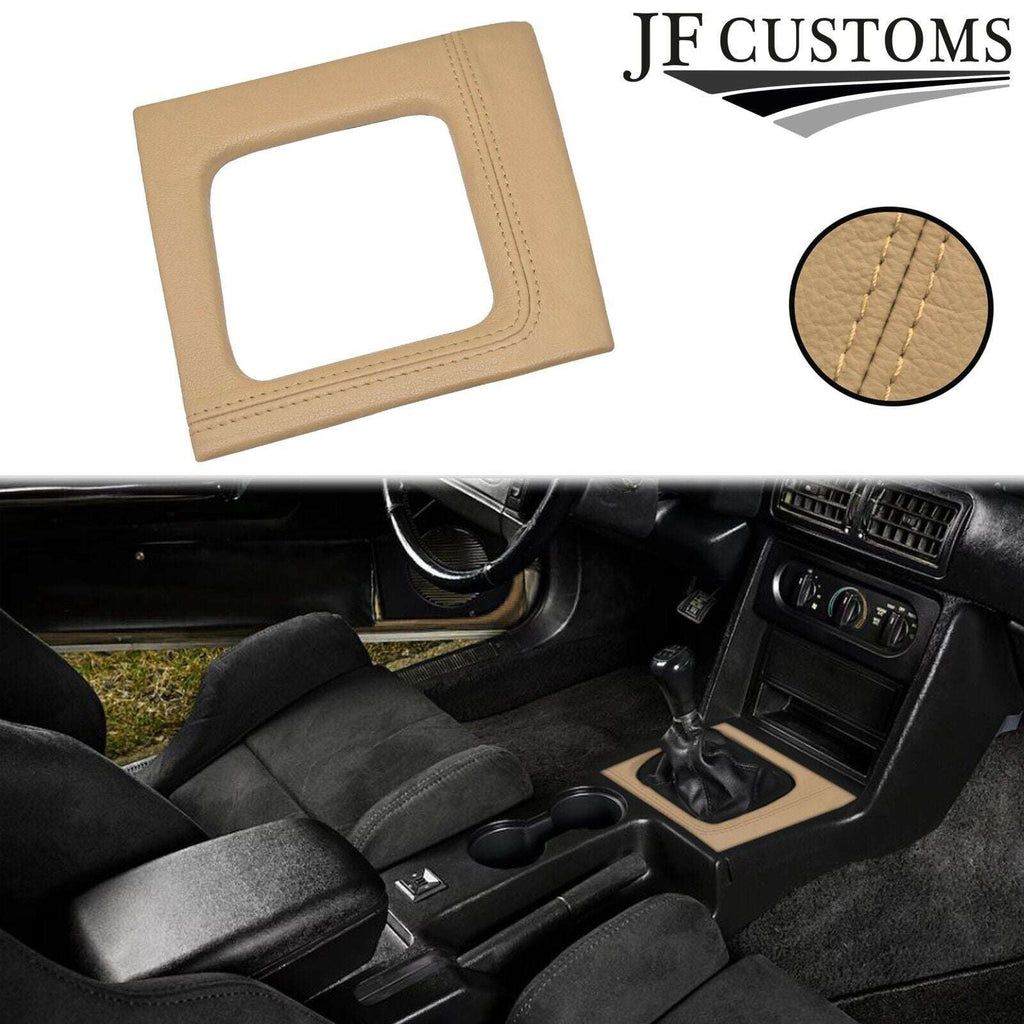 CREAM LEATHER COVERED MANUAL SHIFT SURROUND TRIM + FRAME FOR FORD MUSTANG 87-93