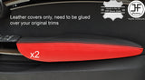 BLACK & RED LEATHER 2X FRONT DOOR ARMREST COVERS FOR BMW MINI COOPER F56 14-17