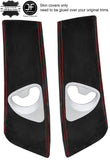 RED STITCH 2X UPPER B PILLAR SUEDE COVERS FOR BMW 6 SERIES E63 COUPE 04-10