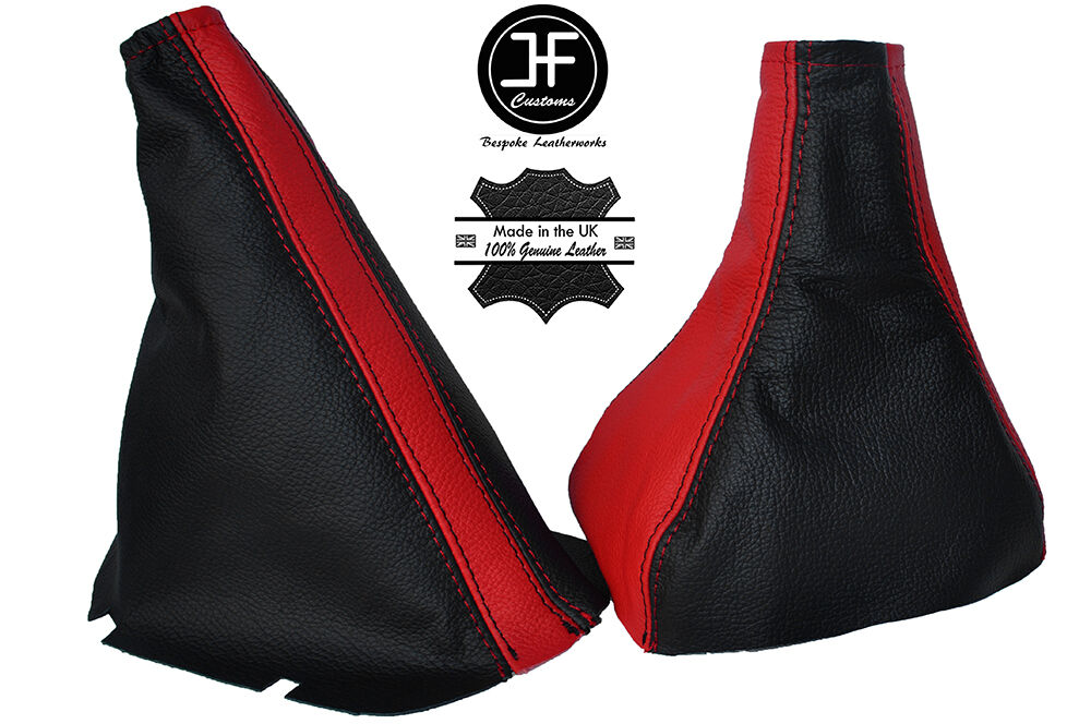 BLACK & RED LEATHER GEAR & HANDBRAKE GAITERS FITS OPEL VAUXHALL CORSA C COMBO