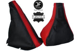 BLACK & RED LEATHER GEAR & HANDBRAKE GAITERS FITS OPEL VAUXHALL CORSA C COMBO