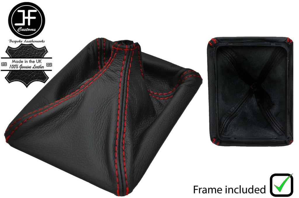 RED STITCH LEATHER MANUAL GEAR GAITER + PLASTIC FRAME FOR DODGE NITRO 07-12