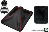 RED STITCH LEATHER MANUAL GEAR GAITER + PLASTIC FRAME FOR DODGE NITRO 07-12