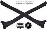 BLACK STITCHING 2X A PILLAR REAL LEATHER COVERS FITS FORD ESCORT MK3 MK4