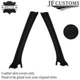 BLACK STITCH ITALIAN LEATHER PILLAR KIT COVERS FITS VW GOLF MK5 V 04-09 5 DOOR