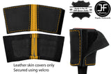 BLACK AND YELLOW STRIPE 2X SEAT BELT LEATHER COVERS FOR FIAT 500 & ABARTH 07-19
