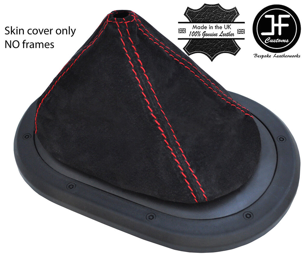 RED STITCH SUEDE MANUAL GEAR GAITER OVER RUBBER FITS JEEP WRANGLER 07-10