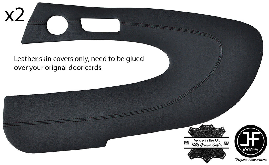 BLACK STITCH REAL LEATHER 2 X DOOR CARDS COVERS FITS FIAT BARCHETTA 95-2005