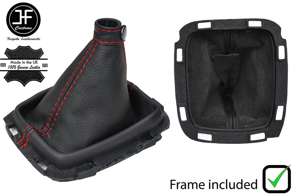 RED STITCH LEATHER GEAR GAITER+PLASTIC FRAME FITS HYUNDAI COUPE GENESIS 08-12