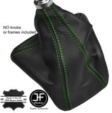 GREEN STITCHING MANUAL LEATHER GEAR GAITER FITS FORD TRANSIT CUSTOM 2013-2016