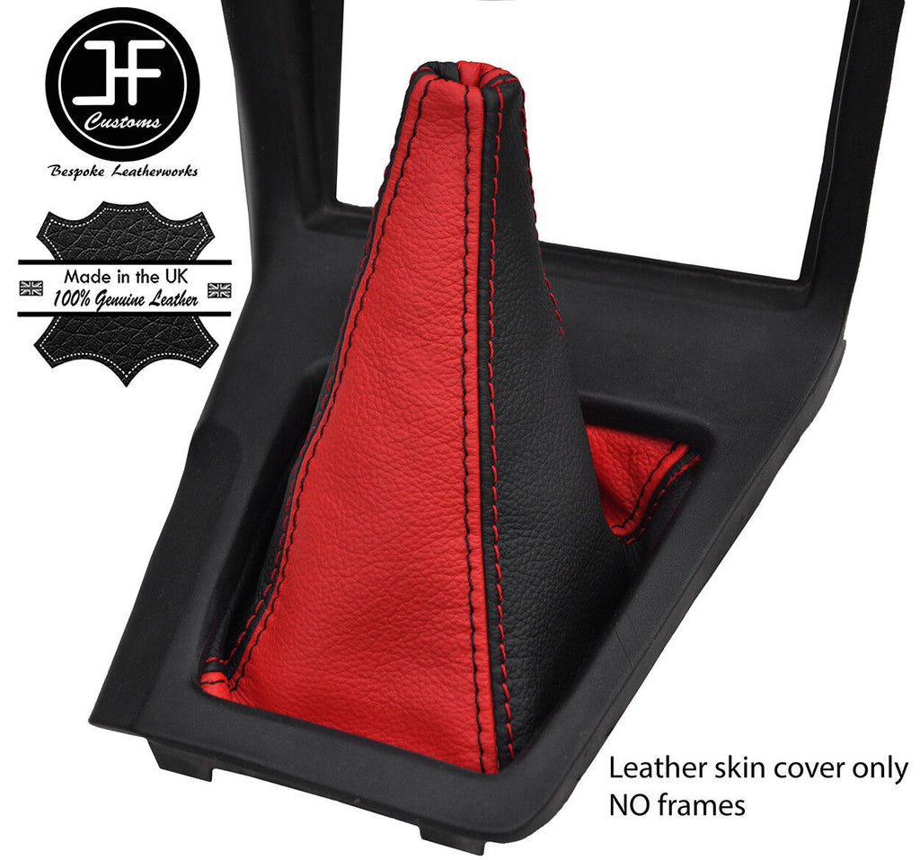 BLACK & RED TOP GRAIN REAL LEATHER GEAR GAITER FOR TOYOTA SUPRA MK3 86-93