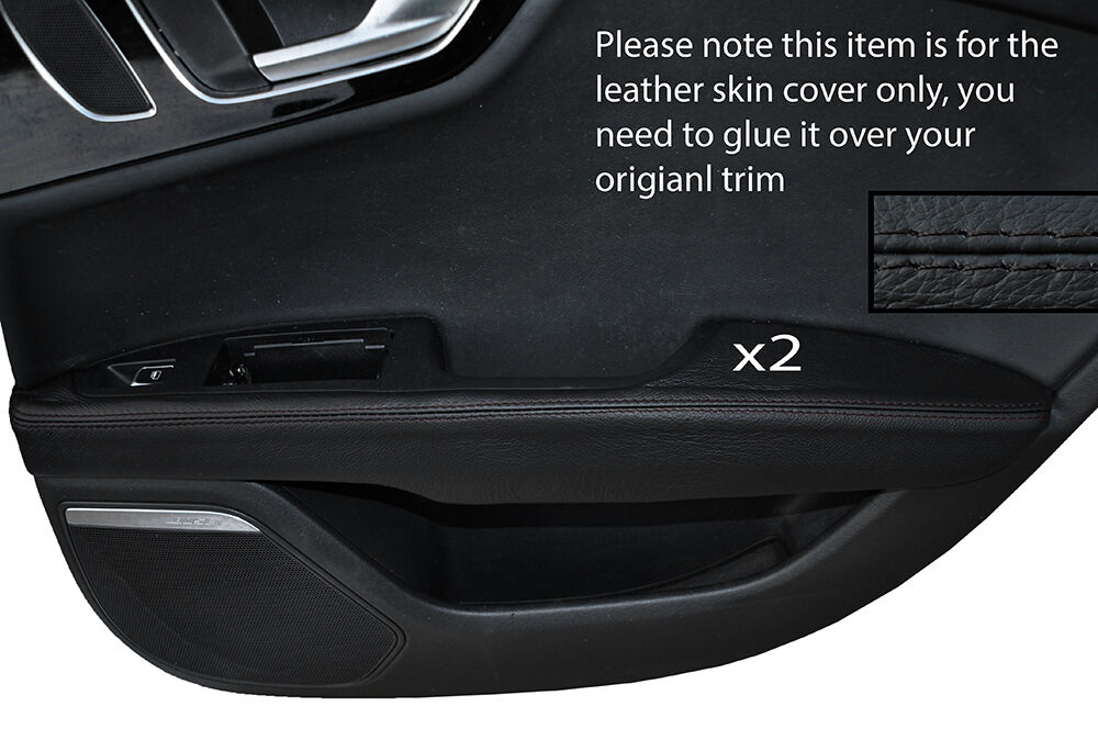BLACK STITCH 2X REAR DOOR ARMREST LEATHER SKIN COVERS FITS AUDI A7 2010-2015