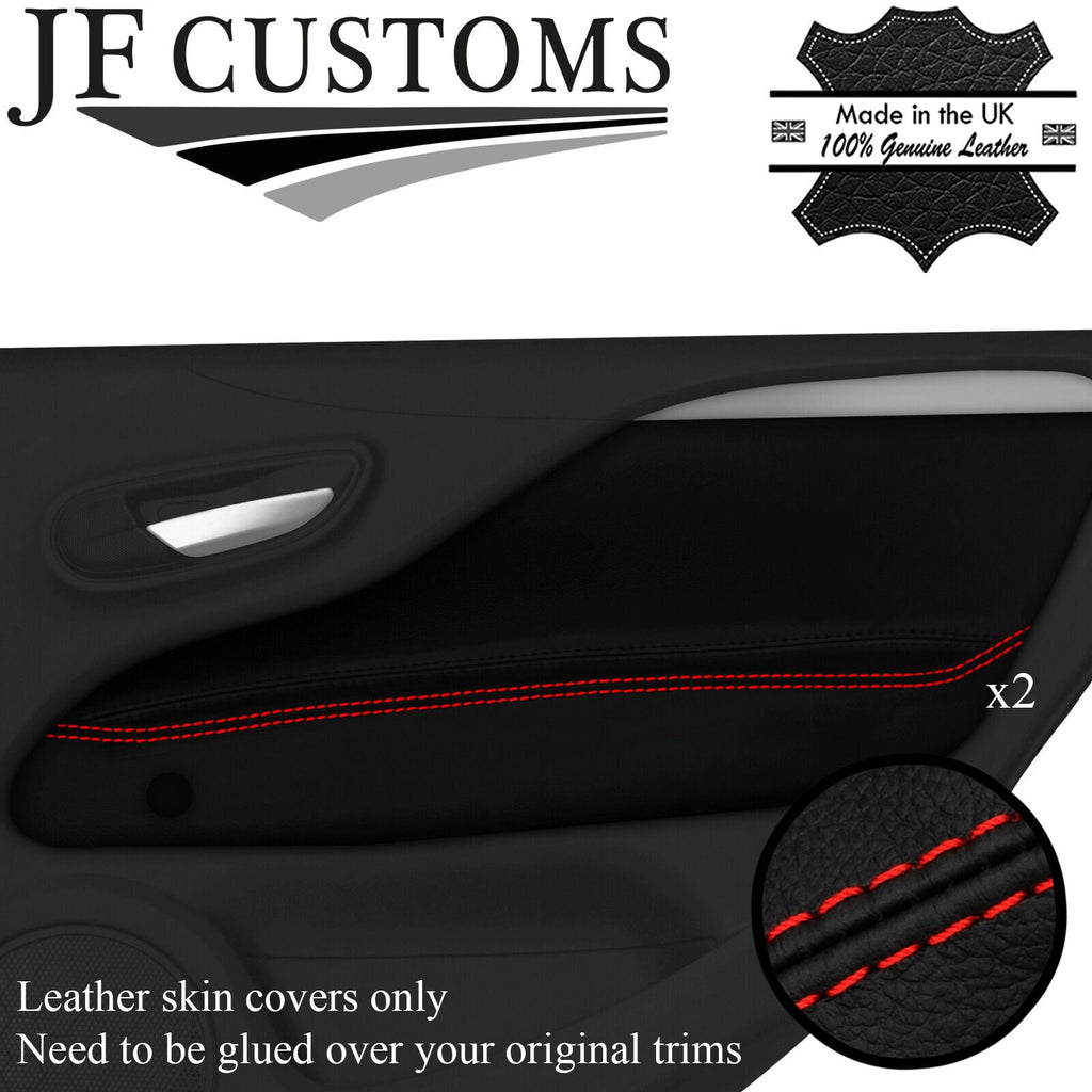 RED STITCH LEATHER 2X REAR DOOR TRIM COVERS FOR FIAT PUNTO GRANDE EVO 5DR 09-15