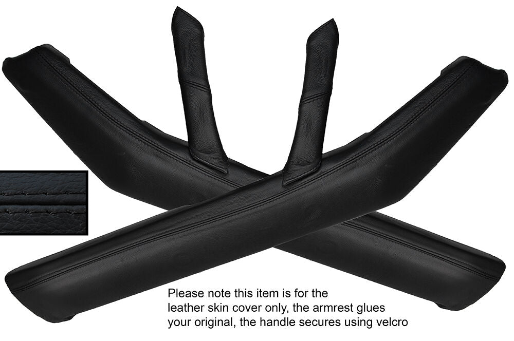 BLACK STITCH 2X DOOR HANDLE ARMREST SKIN COVERS FITS NISSAN 300ZX Z31 1984-1989