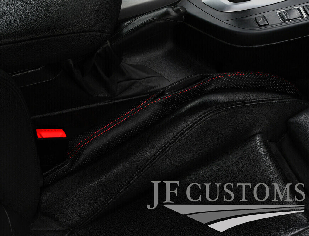 DARK RED STITCH PERFORATED LEATHER 2X CAR KEY HOLDER FOR JEEP RENEGADE 15-21