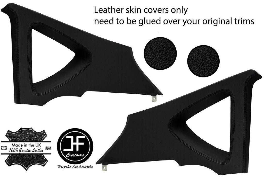 BLACK BLACK LEATHER 2X REAR C PILLAR COVERS FOR SEAT LEON MK2 1P 2005-2011