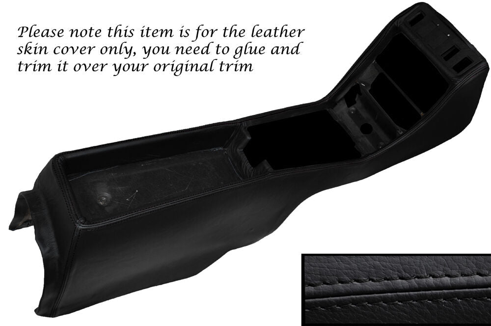BLACK STITCH CENTRE CONSOLE LEATHER SKIN COVER FITS MERCEDES W123 1978-1985