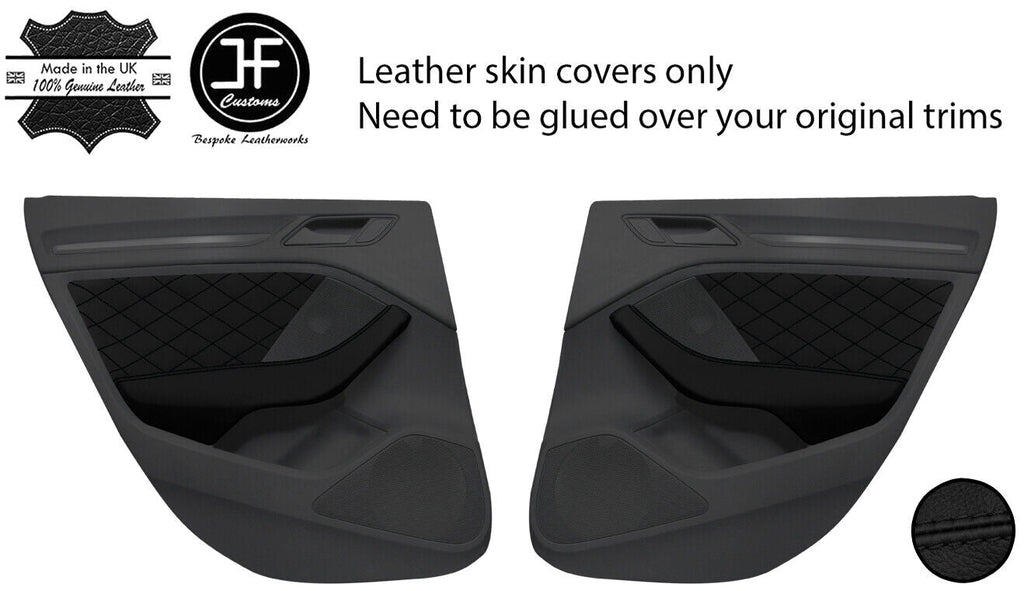 BLACK DIAMOND 2X REAR DOOR CARD TRIM KIT LTHR COVERS FOR AUDI A3 8V 13-20 5DR
