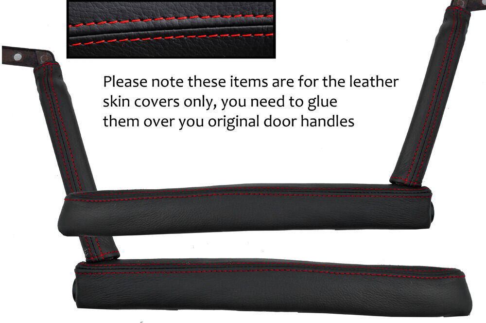 RED STITCH 2X DOOR HANDLE ARMREST TRIM SKIN COVER FITS PORSCHE 911 912 65-70