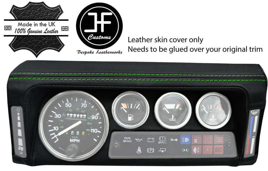 GREEN STITCH SPEEDO SURROUND TOP GRAIN LEATHER COVER FITS DEFENDER 90 110 83-06