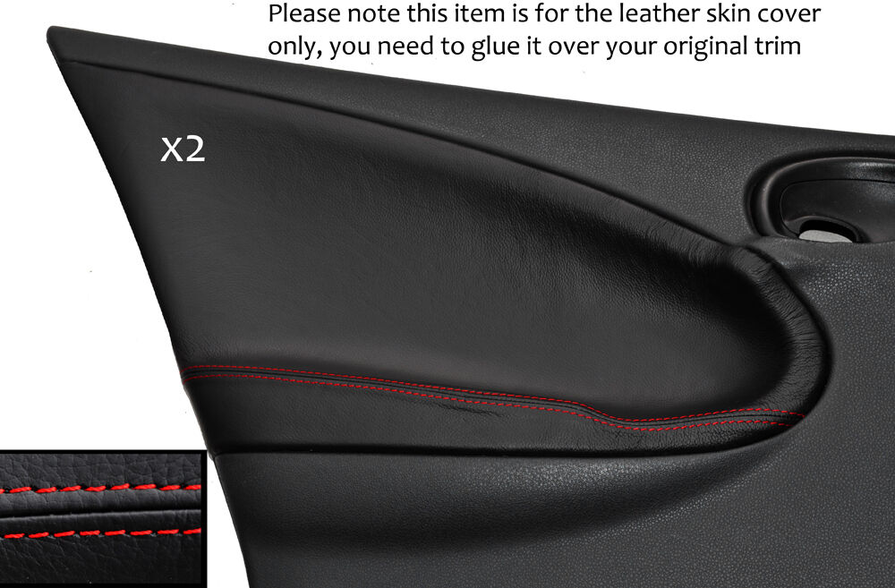 RED STITCHING 2X REAR DOOR CARD TRIM SKIN COVER FITS MG ZR ROVER 25 99-05 5DR