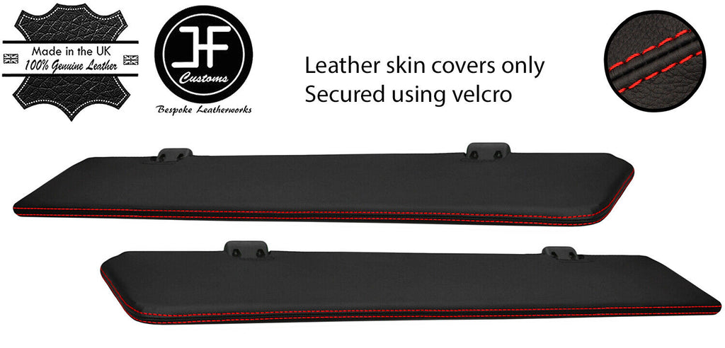 RED STITCH 2X SUN VISORS REAL LEATHER COVERS FOR SCANIA P-SERIES 2004-2019