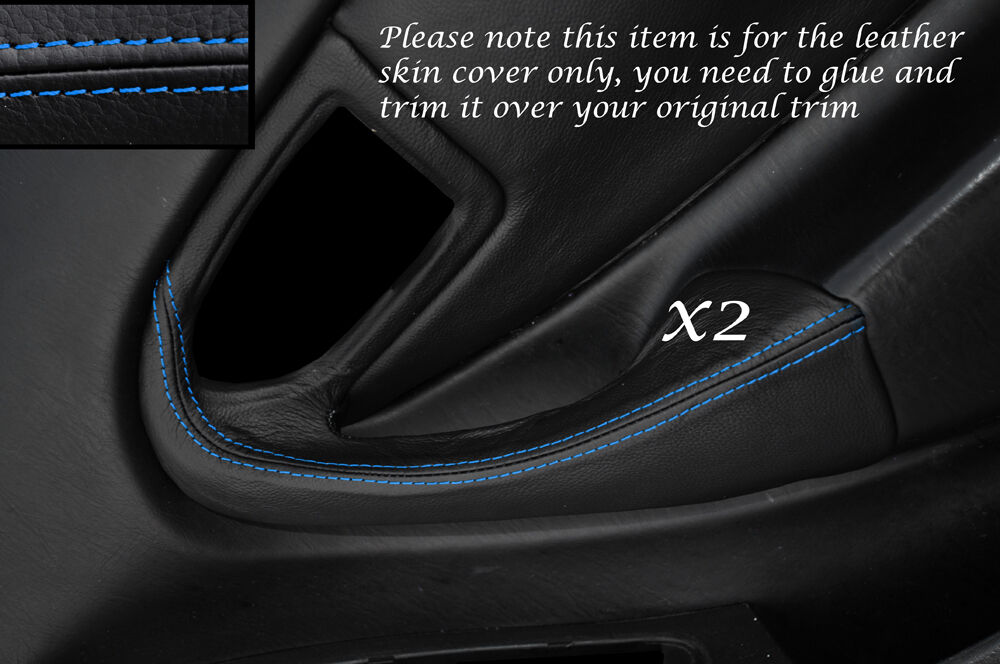 BLUE STITCH 2X FULL DOOR HANDLE LEATHER COVERS FITS TOYOTA CELICA MK6 94-98