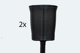 blue stitch FITS FIAT PUNTO MK2 99-06 2X FRONT SEAT BELT STALK LEATHER COVERS