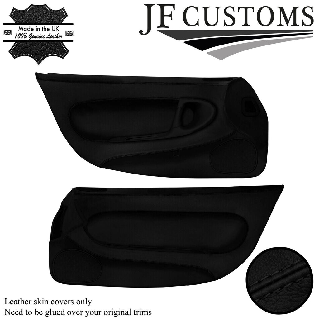 BLACK STITCH ITALIAN LEATHER 2X FULL FRONT DOOR COVERS FITS MAZDA RX7 FD3S 92-02
