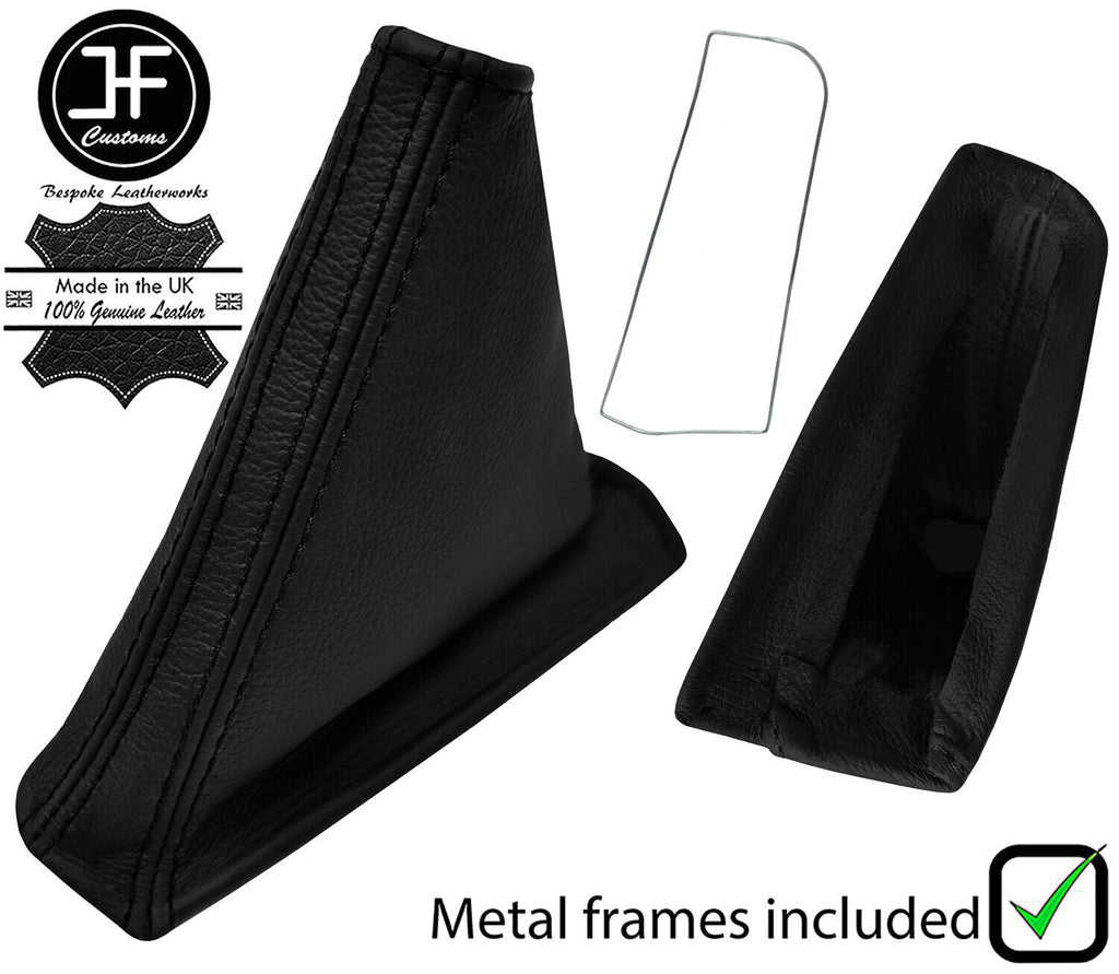 BLACK STITCH LEATHER HANDBRAKE GAITER+METAL FRAME FOR NISSAN SKYLINE R32 89-93