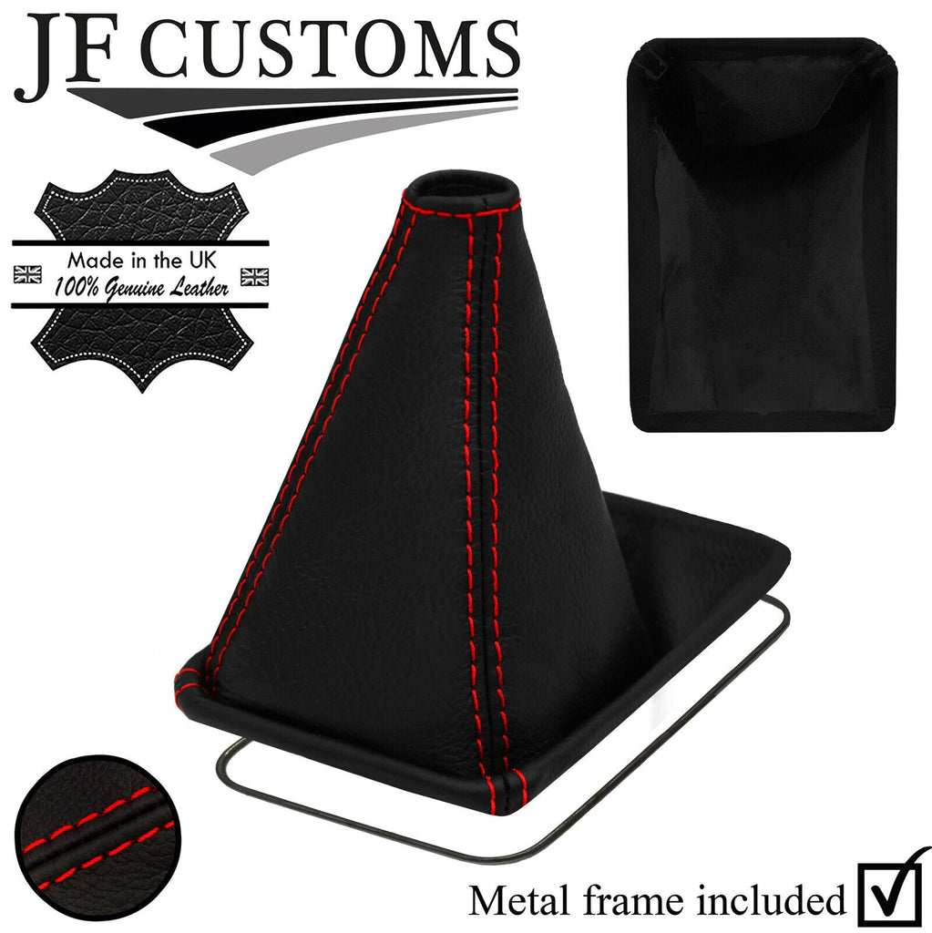 RED STITCH LEATHER GEAR GAITER+METAL FRAME FITS TOYOTA STARLET 73-99 CUSTOM NEW