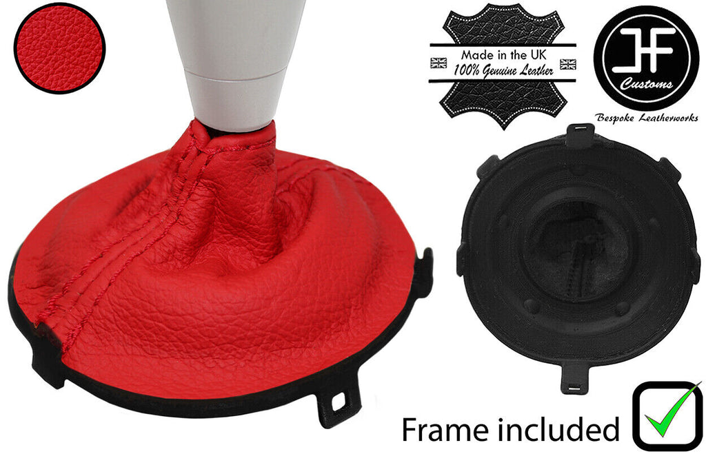 RED LEATHER SEMI AUTOMATIC GEAR GAITER + PLASTIC FRAME FOR HONDA CIVIC 06-11