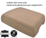 BEIGE TOP GRAIN GENUINE REAL LEATHER ARMREST COVER FITS VW TOUAREG 2002-2010