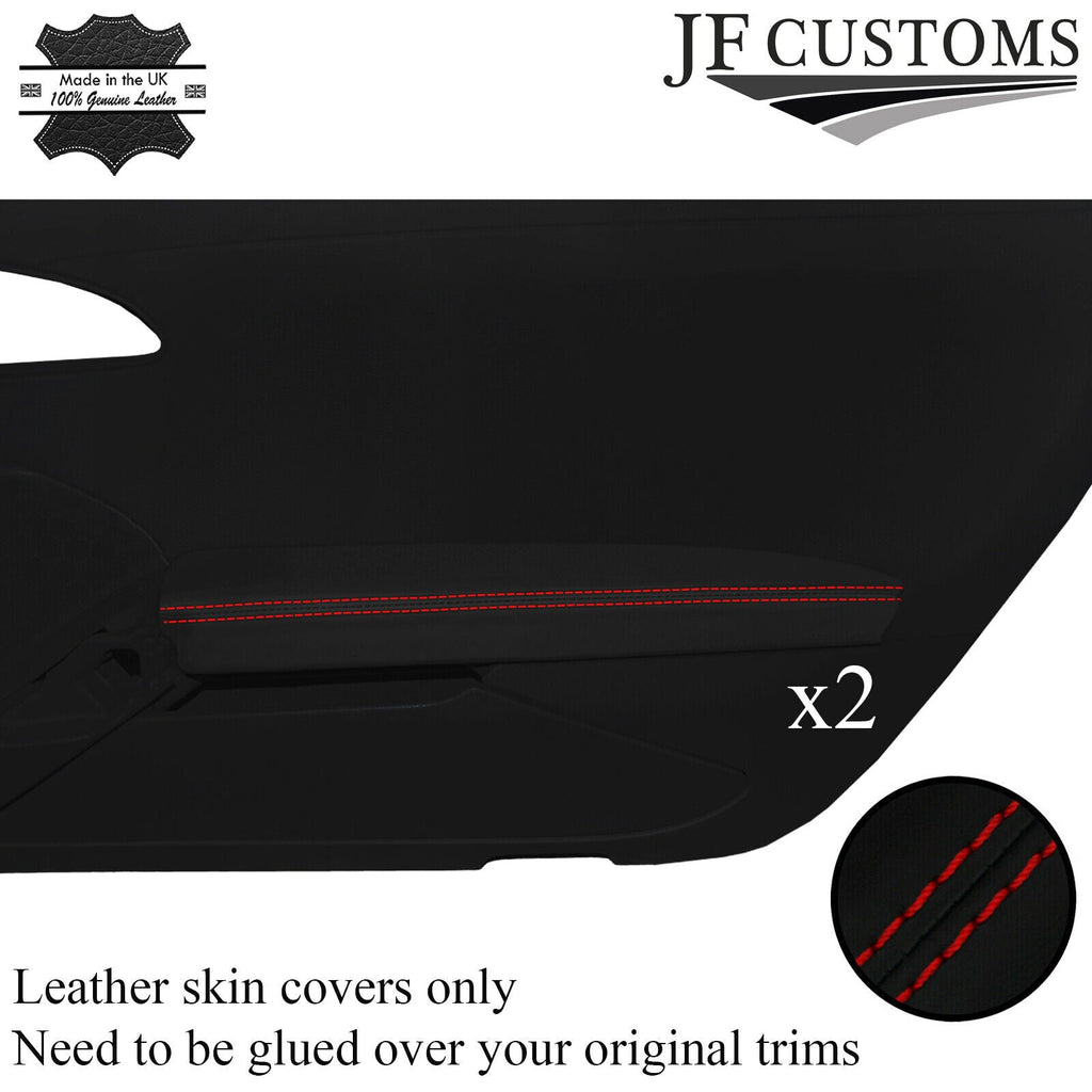 RED STITCH NAPPA LEATHER 2X FRONT DOOR ARMREST COVER FOR CARRERA 991 11-16