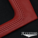 D RED LEATHER COVERED MANUAL SHIFT SURROUND TRIM + FRAME FOR FORD MUSTANG 87-93