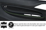 GREEN STITCH 2X FRONT DOOR CARD TRIM LEATHER COVERS FITS CITROEN C3 DS3 10-15