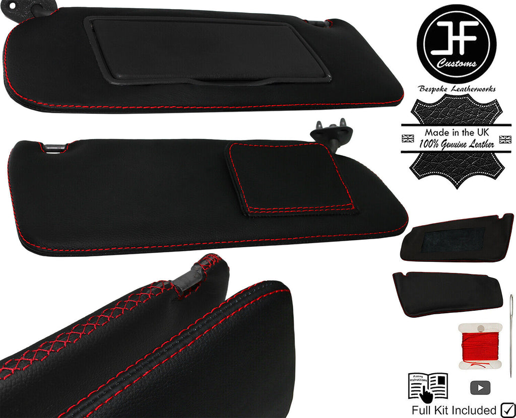 RED CROSS STITCH 2X SUN VISOR LEATHER COVERS FOR TOYOTA JZX 100 CHASER 96-00