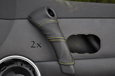 FITS RENAULT CLIO MK4 2006+ 2X yellow stitch DOOR HANDLE COVERS CUSTOM NEW