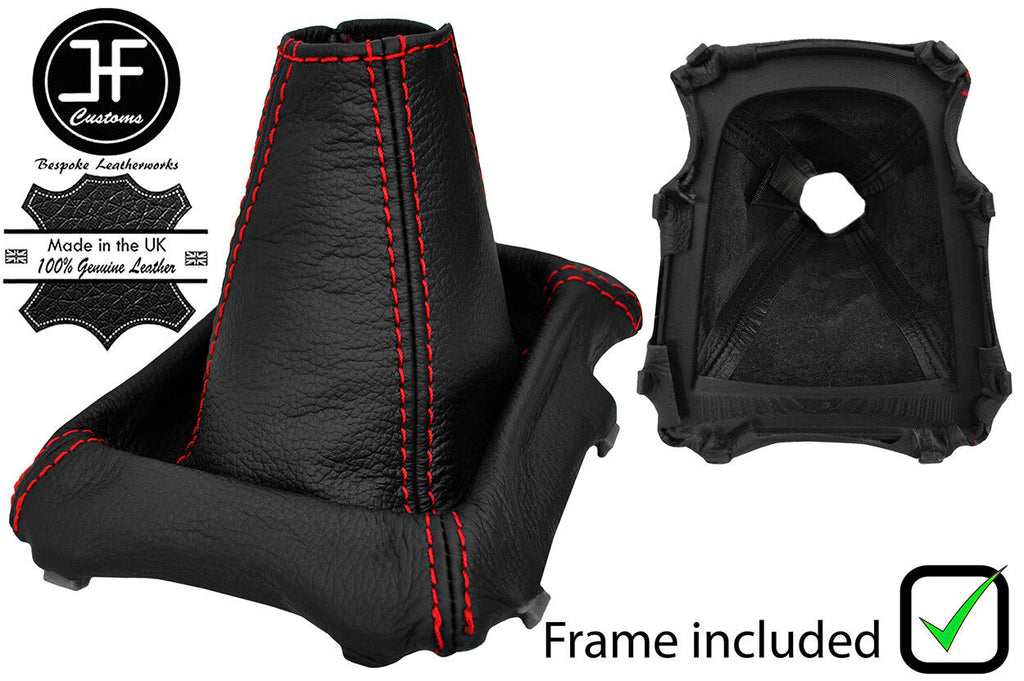 RED STITCH LEATHER GEAR GAITER+PLASTIC FRAME FITS SUZUKI SWIFT 2010-2016